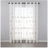 MIULEE Gardinen Vorhänge mit Kräuselband 2er Set Gardine Vorhang Gardinen Wohnzimmer aus Voile Curtains Transparent Schlafzimmer Beige 140 x 225 cm