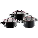 WMF Topf-Set FUNCTIONAL 3-teilig mit Glasdeckel, schwarz/rot