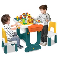 AUFUN Kindersitzgruppe Kindertisch Stuhl Aktivitätstisch Spieltisch mit Bausteine bunt
