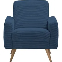 exxpo - sofa fashion Sessel Samso, Loungesessel, elegant und bequem, aktueller Cord Bezug blau