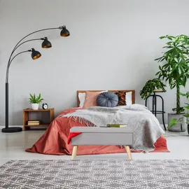 Relaxdays Sitzbank mit Stauraum, gepolsterte Truhenbank, modern, Holzbeine, Stoffbezug, HxBxT: 39 x 77 x 39 cm, Hellgrau