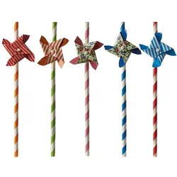 Papstar Trinkhalme, Papier Ø 6 mm · 20 cm farbig sortiert "Windmill" 10 x 50 Stück