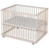 Sämann Babybett Laufgitter 75x100 cm Matratze Basic natur Premium Kollektion Laufstall beige