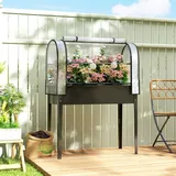 Outsunny Hochbeet mit Gewächshaus-Aufsatz 100 x 49 x 136 cm Schwarz