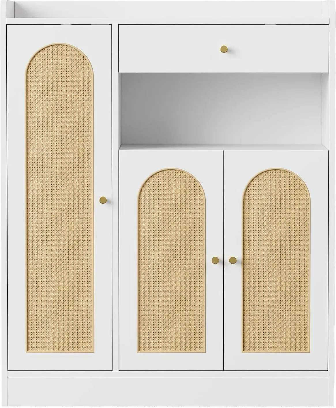 Rattan-Schuhschrank, viel Stauraum, verstellbare Regale, 90x35x110 cm, Naturfarbe