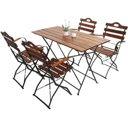 Mendler Biergarten-Set HWC-J40, Bistroset Klapptisch Klappstuhl, Gastronomie-Qualität Akazie MVG-zertifiziert ~ braun