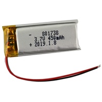 YUNIQUE GREEN-CLEAN-POWER - Wiederaufladbare LiPo Batterie 801738 3.7V 450mAh | Kompatibel mit Telefonen, GPS, MP3, MP4, LED-Lichtern | Integrierter PCM-Schutz, Gelb