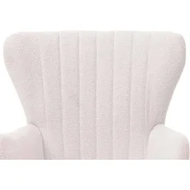 Mendler Lounge-Sessel HWC-K37 Bouclé 75 x 80 x 78 cm Weiß mit Kissen
