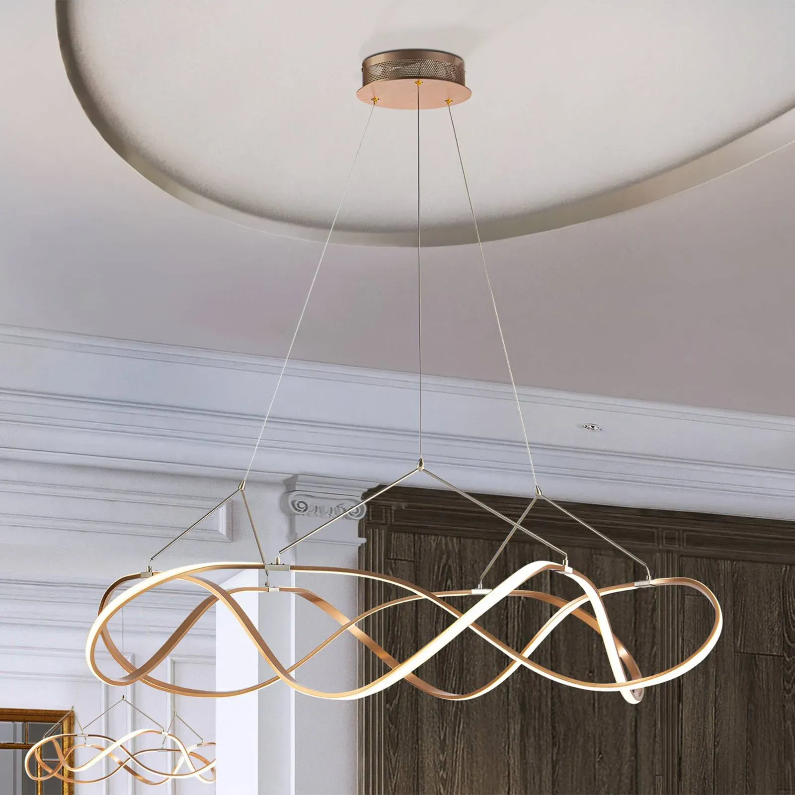 Schuller Valencia Hängelampe Molly, dimmbar, messing / gold, für Wohn- / Esszimmer, Metall, Modern - 110 cm - 110 cm - 38 cm
