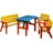 Dobar Bunte Kindersitzgruppe aus Holz 4-tlg Kindertisch 70 x 48 x 49 cm inkl. Kinderstühle und Kinderbank