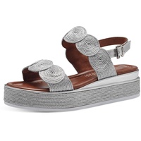 Marco Tozzi Damen Sandalen mit Keilabsatz mit Verstellbarem Riemen Vegan, Silber (Silber), 39 EU