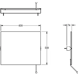 KWC Kippspiegel, CONTINA, Edelstahl, 600x500x74 mm, Griff,