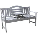Sens-line Gartenbank 'nevada' - Ausklappbarer Tisch - Merantiholz - Breite 150 Cm - Grau