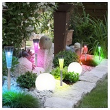 ETC Shop Gartendeko LED Kombi-Set Solarleuchten Wegleuchte RGB-Farbwechsler Gartenleuchte 7er SET
