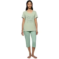 Triumph PK 02, Capri Pyjama Set Grün Baumwolle 40