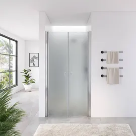 Home Deluxe LAVEA Duschtür 125 x 195 cm Duschabtrennung Milchglas