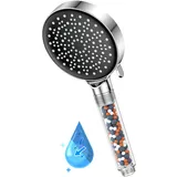 YEAUPE Wassersparender Duschkopf mit Filter, Regendusche Duschkopf Druckerhöhend, Duschbrause mit 6 Strahlarten, Sparduschkopf, Chrom (9,5L/Min)