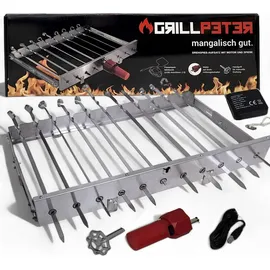 Grillpeter Mangal Edelstahl 2 mm Schaschlickgrill Set + 11 Spieße
