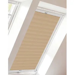 Dachfensterplissee SUNLINES "StartUp Style Crepe", beige (sand, weiß), B:77,5cm H:141,7cm, Obermaterial: 100% Polyester, Plissees, mit Führungsschienen