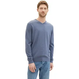 Tom Tailor 1038427 Basic Knit Pullover Mit V-ausschnitt Vintage Indigo Blue Melange XL