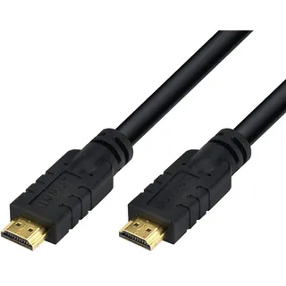 PremiumCord 4K High Speed ​​HDMI 2.0 M/M Kabel Mit Verstärker, 18 Gbit/s, 4K@60Hz Video Kompatibel, Deep Color, 3D, ARC, HDR, Dolby TrueHD, 3x Geschirmt, Vergoldete Anschlüsse, Schwarz, 10 m