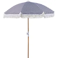 Beliani Sonnenschirm schwarz Rund ⌀ 150 cm mit Volant