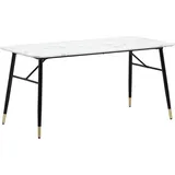FineBuy Esszimmertisch FineBuy Marmor Optik Weiß Esstisch Küchentisch Tisch Esszimmer - Weiß