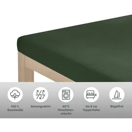 OTTO home Spannbettlaken Jersey 90 x 200 - 120 x 200 - 140 x 200 - 180 x 200 cm dunkelgrün