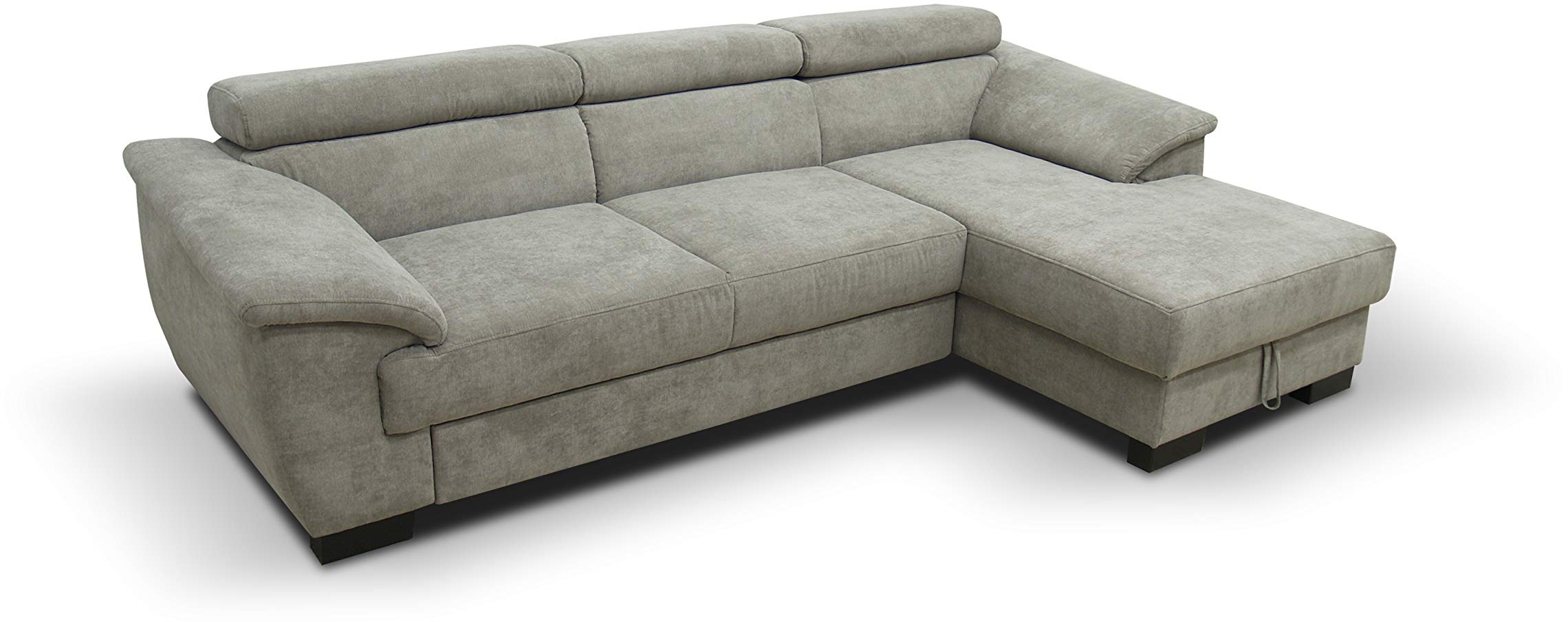 DOMO. collection David Sofa, Ecksofa mit Rückenfunktion, Eckcouch mit Schlaffunktion und Bettkasten (Staufach), 272 x 166 cm Funtkionssofa mit Federkern in beige-braun