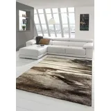 Designer Teppich Moderner Teppich Wohnzimmer Teppich Kurzflor Teppich Barock Design Meliert in Braun Taupe Grau Größe 120x170 cm