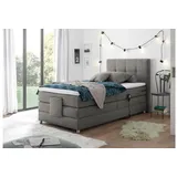 Bega Consult Boxspringbett Boxspringbett Manolo 2 in Stoff elephant mit Motor 100x200 cm grau