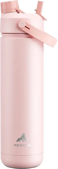 POWCAN by Meoky Sport-Trinkflasche mit zwei Öffnungen 26 Unzen (ca. 770 ml) mit Tragegriff – Rosa