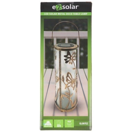 ez solar LED Solar Metall Deko Tischleuchte mit 5 warmweißen LED, inklusive Akku austauschbar