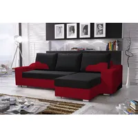 Fun Möbel Ecksofa Sofa COLLIN mit Schlaffunktion Rot / Schwarz Ottomane Rechts - Rot