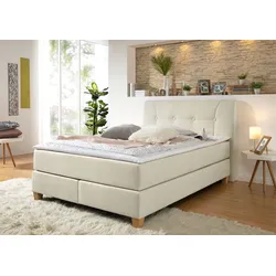 Boxspringbett HOME AFFAIRE "Calloway", beige, B:168cm L:218cm, Komplettbetten, Boxspringbett, inkl. Topper, XXL-Ausführung, in 4 Farben, 5 Breiten, 3 Matratzenarten