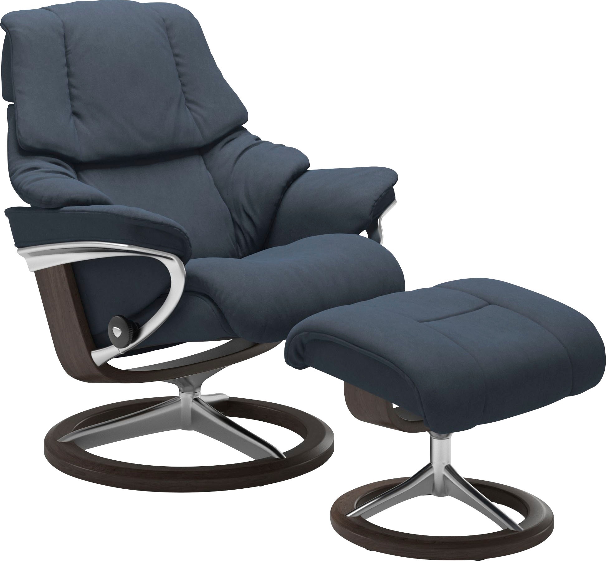Relaxsessel STRESSLESS "Reno" Sessel Gr. Microfaser DINAMICA, Signature Base Wenge, Relaxfunktion-Drehfunktion-PlusTMSystem-Gleitsystem-BalanceAdaptTM, B/H/T: 79 cm x 99 cm x 75 cm, blau (blue dinamica) Lesesessel und Relaxsessel