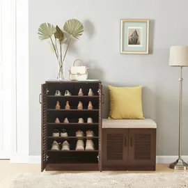 [en.casa] Løten 120 x 97 x 36 cm mit Sitzbank Wenge