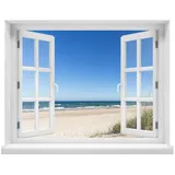 WallSpirit Wandtattoo - Fenster mit Aussicht Ostsee 80 x 62 cm – Wandsticker