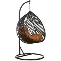 RAMROXX Luxus Hängesessel Style XXL Rattan Korb Schwarz mit