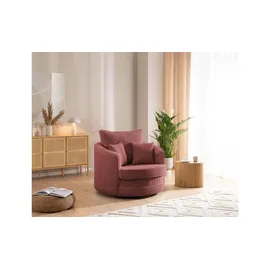 S-Style Drehsessel Ted Cord 107 x 94 x 0 cm Rot mit Kissen
