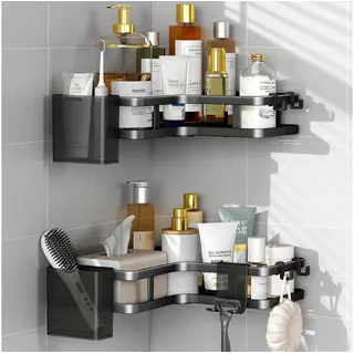 luxuskollektion Duschablage Schwarz Ohne Bohren 5 Stück Haken Ecke Organizer