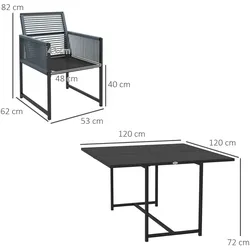 Outsunny - Sitzgruppe - 120Lx120Wx72Hcm - Dunkelgrau
