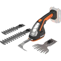 Worx WG801E.91 Heckenschere 20V - 4 in1 Multiwerkzeuge für Heckenschere, Rasenmäher, Heckenschneider und Strauchschere - SOLO - OHNE AKKU UND LADEGERÄT