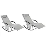 SoBuy Sonnenliege 2-er Set mit Tasche Garten Metall Kunstfasergewebe Grau OGS28-HGx2