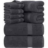 Utopia Towels - 8 teilig Handtücher Set aus Baumwolle mit Aufhänger - 2 Badetuch, 2 Handtücher und 4 Washclappen - (Grau)