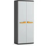 Keter Rio Kunststoffschrank, Besenschrank, BxTxH: 68x39x166cm, grau/gelb, inkl. 3 höhenverstellbaren Halbböden (max. Tragkraft je 10kg)