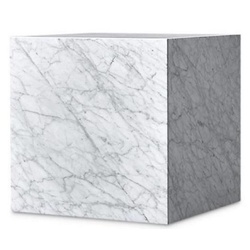 Casa Padrino Luxus Beistelltisch Weiß 48 x 48 x H. 55 cm - Quadratischer Wohnzimmertisch aus Carrara Marmor - Marmortisch - Luxus Qualität