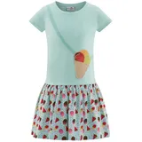 happy girls Jerseykleid vorne mit applizierter Umhängetasche mit Pailletten blau 152 EU
