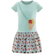 happy girls Jerseykleid vorne mit applizierter Umhängetasche mit Pailletten blau 152 EU