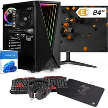 dcl24.de dcl24 Gaming PC Set komplett Intel i5 12400, RTX3050 6GB - 500GB SSD, 16GB DDR4, Gamer PC mit 6x4.4 GHz, WLAN, Monitor, Maus, Tastatur, Windows 11 Pro